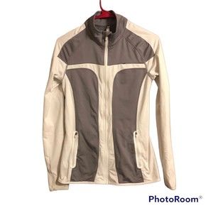 Fabletics Woman’s Casual White & Gray Casual Athletic Sporty Zip Up Jacket